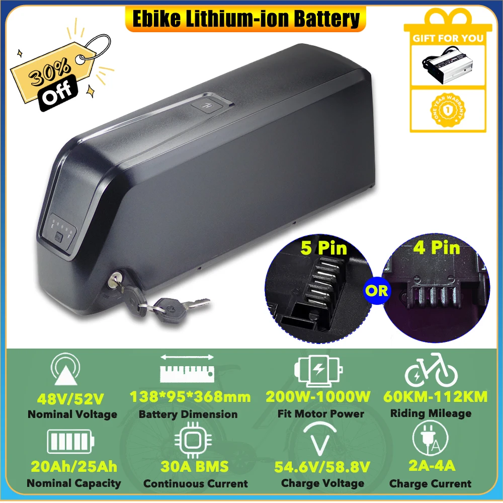 

HL Down Tube Shark 48V 52V 25Ah 60V 20Ah Литий-ионный аккумулятор большой емкости для электрического мотоцикла Freego S1 Adventure