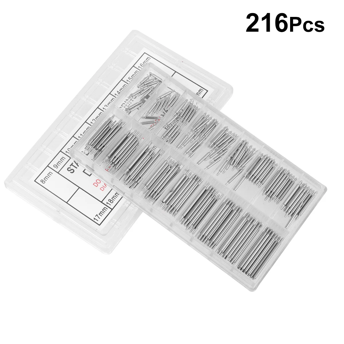 

216pcs Watch Band Repair Tool Durable Metal Spring Bar Link Pin Remover Easy Watchmaker 8Mm-25Mm Silver