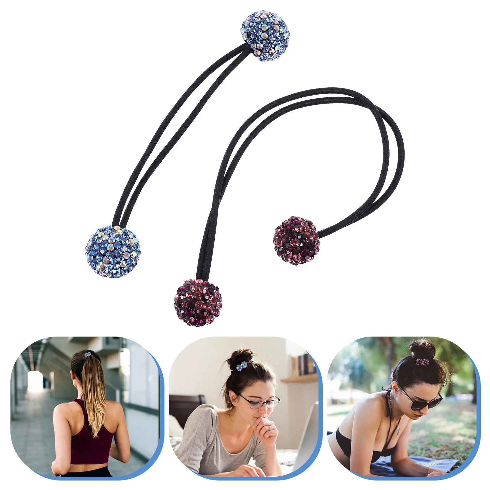 

3Pcs Sparkly Hair Tie Bands Rhinestone Elastic Hair Scrunchies for Party Daily Styling Fashionable Ponytail Holders