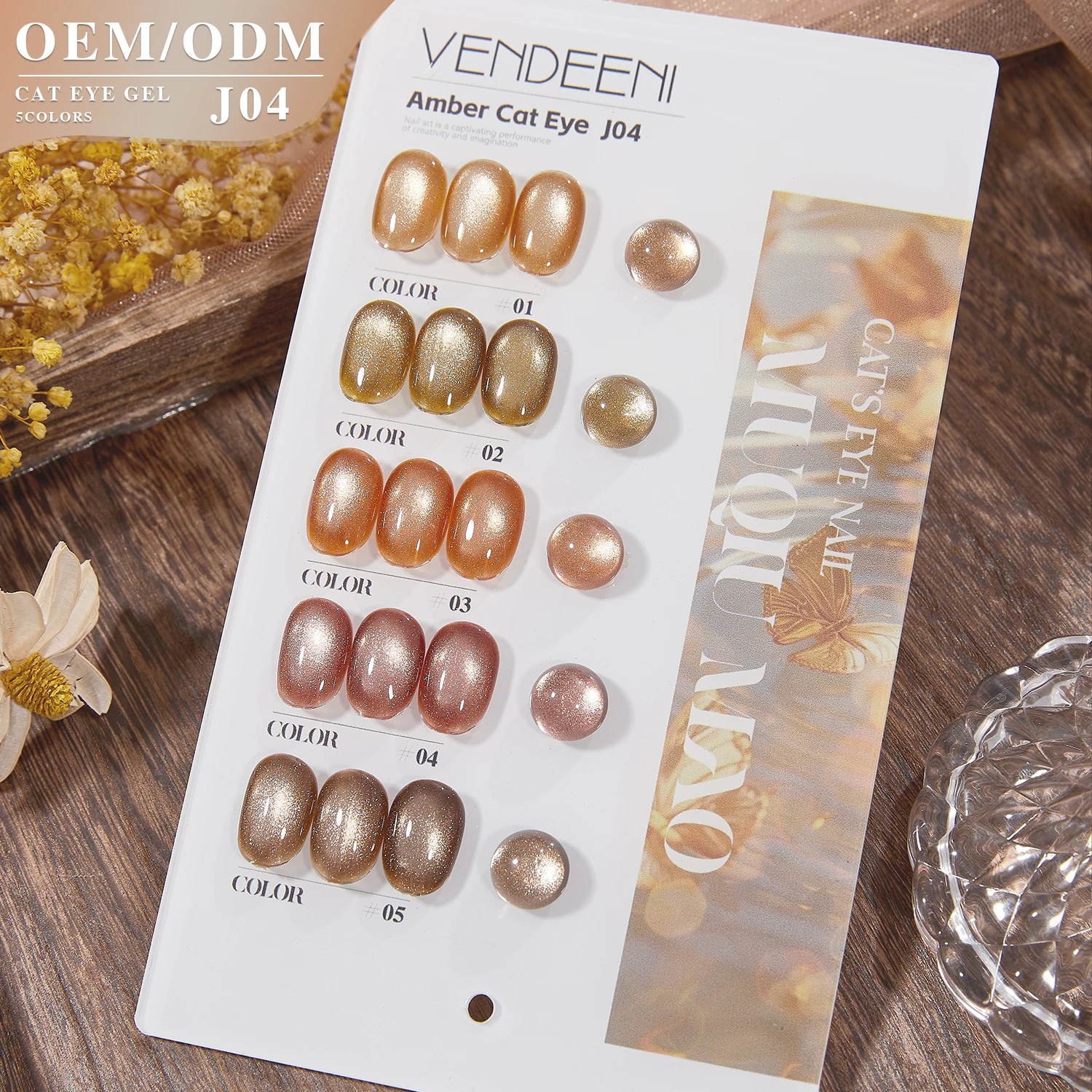 

Vendeeni High Quality 5 Colors Vegan Private Label Amber Cat Eye Magnet Gel Polish Bubble Crystal Shimmer Cat Eye Gel Nail