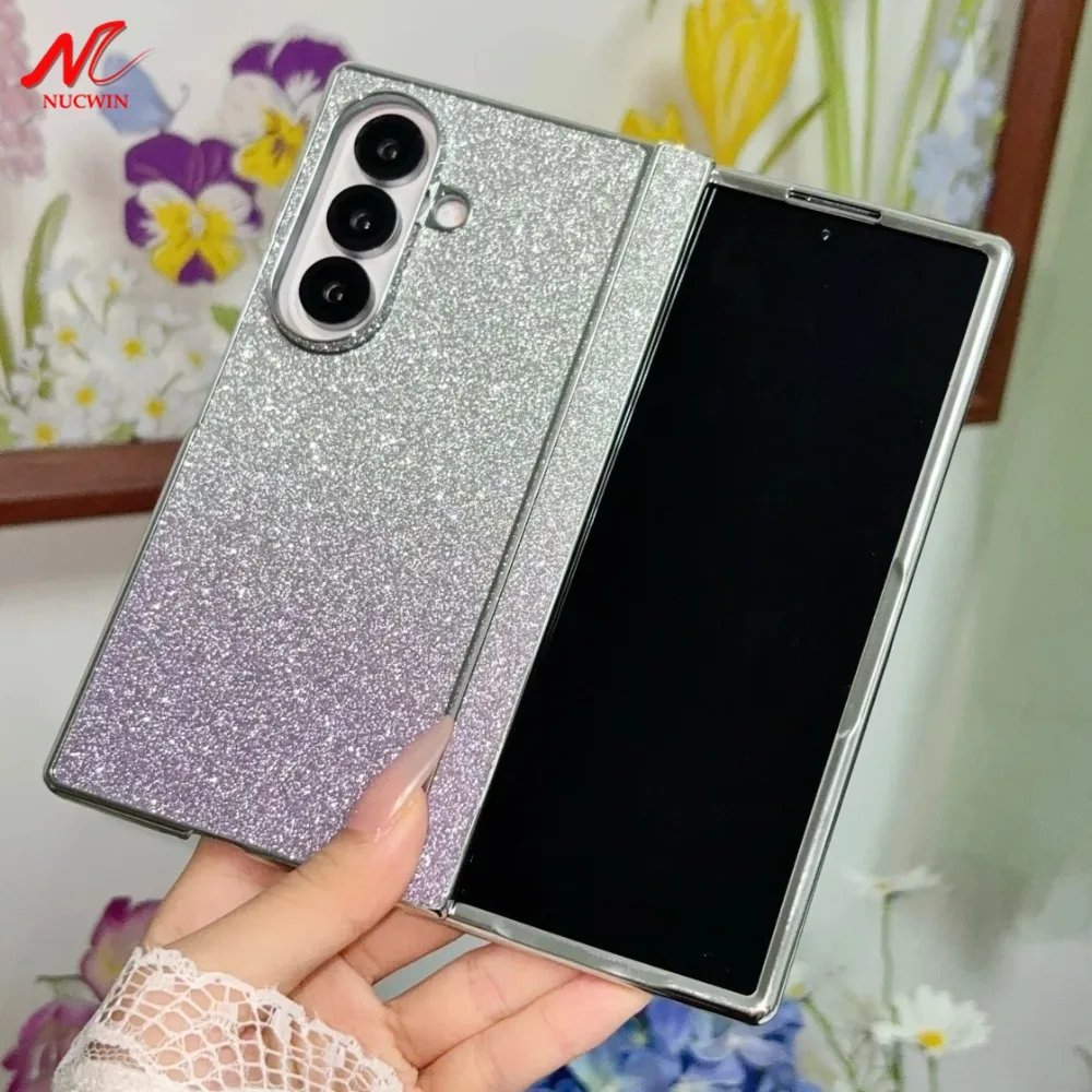 Luxuriöse Glitzer-Farbverlauf-Hülle für Samsung Galaxy Z Fold 8 Ultra 7 Fold8, Schimmernde Pailletten-Schutzhülle, Stoßfeste Abdeckung