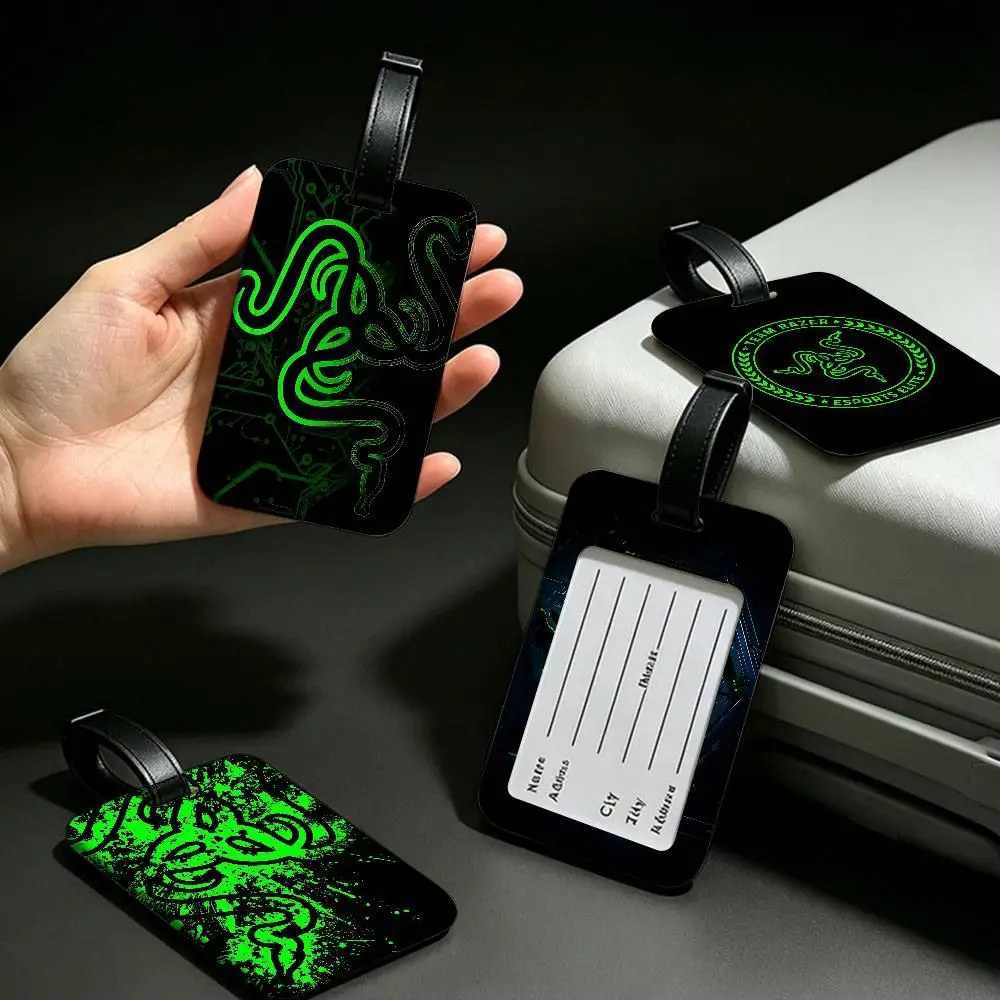 Gaming Peripherals Brand R-Razer Flexible PVC Anti lost Baggage Name Tag Information Card Holder For All Types Travel Bags