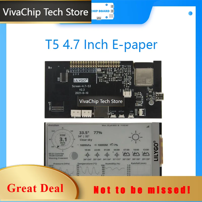 VivaCTT5 4.7 Inch E-paper V2.3 ESP32-S3 Development Driver Board Display Module Support TF Arduino Compatible Raspberry Pi