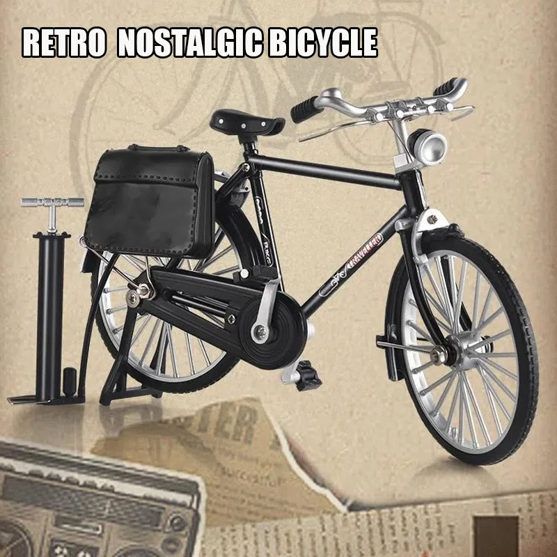 Metalowe puzzle 3D, model roweru w skali 1:10, mini retro styl, klasyczny rower ze stopu, odlewany model roweru na palce, zestaw do samodzielnego montażu dla dzieci.