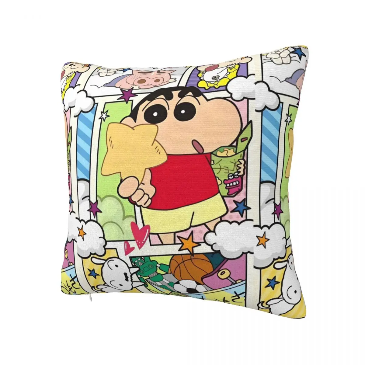 Crayon Shin-chan Kawaii Miniso Pillow Case Cushion Cover Polyester Pattern Pillow Cover  Pillowcases For Sofa Bedroom Home Decor