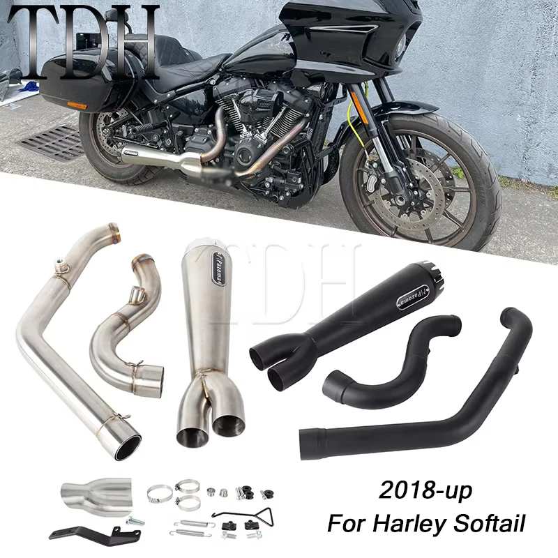 Motorcycle Exhaust Muffle Middle Link Pipe Mid-controls Exhaust System Silencer For Harley Softail Standard FXST FXBBS FXBB 18+