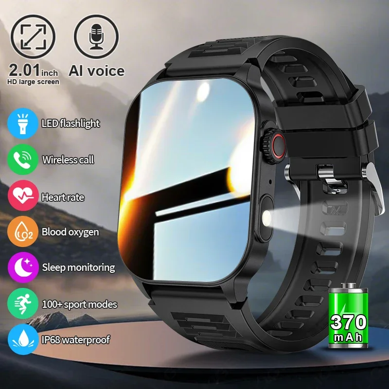 

Men's Smart Watch - 3ATM Waterproof, Bluetooth Call, 370mAh Long-Lasting Battery 100+ Sport Modes Health Monitor with Flashlight