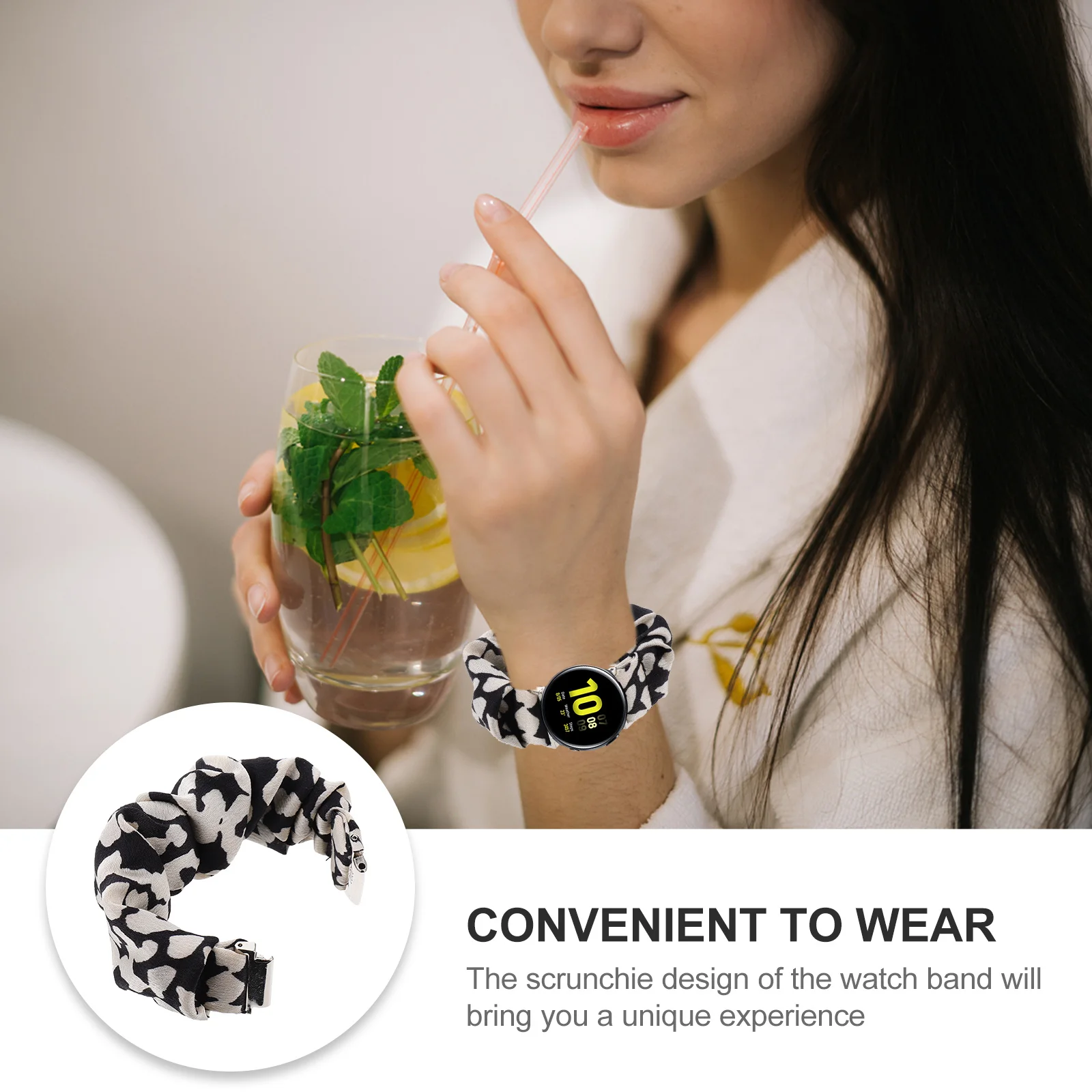 

20mm Watch Strap Scrunchie Soft Comfortable Adjustable Watch Band Lightweight Cloth Replacement Band for Smartwatch Wristband