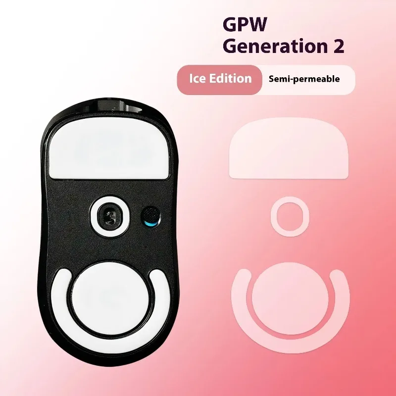 زلاجات ماوس بإصدار ICE محسنة لـ Logitech GPW1/2/3/GPW4 Hawkeye PTFE ذات حواف مستديرة بيضاء تنزلق للألعاب