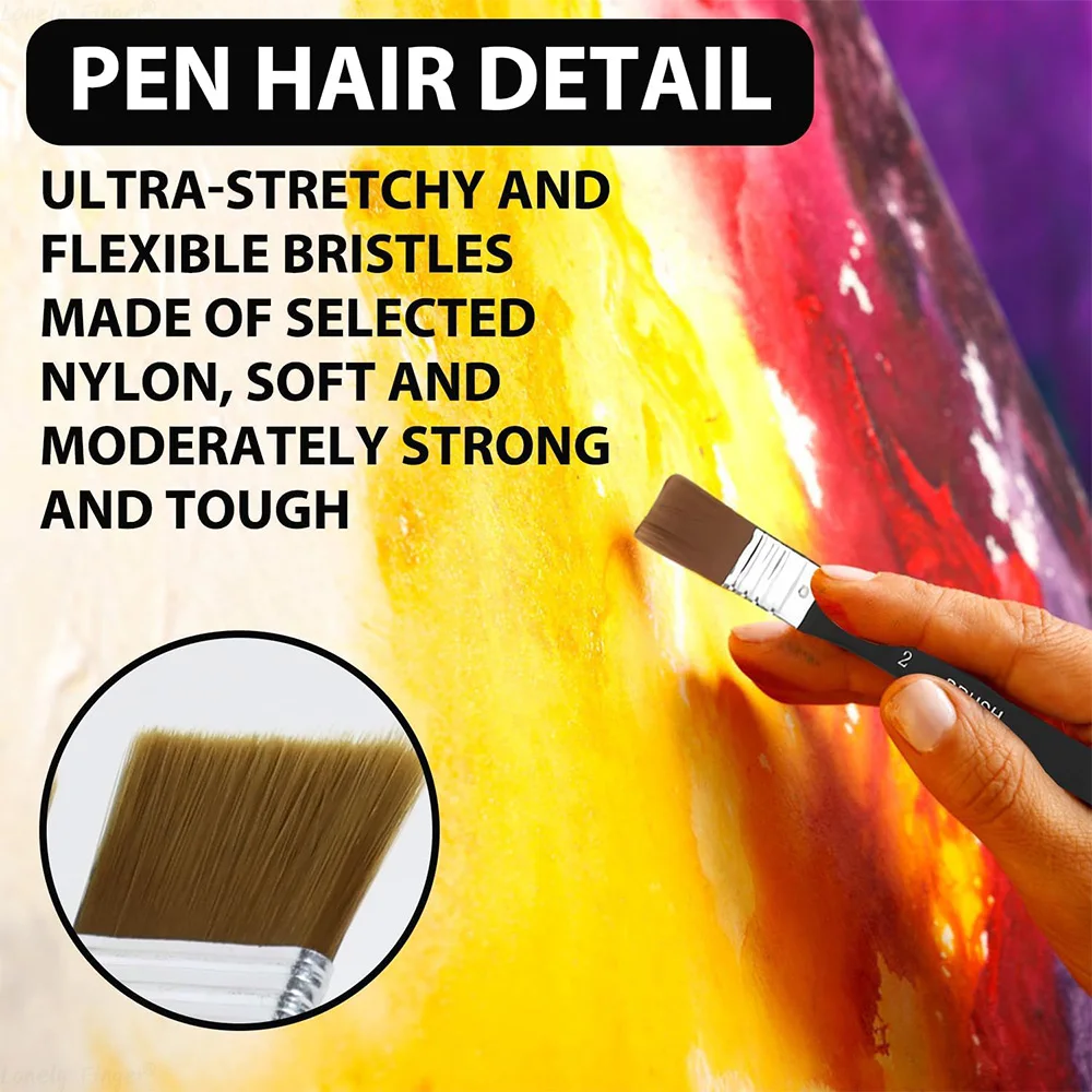 1/4 قطعة فرشاة طلاء، فرش طلاء مسطحة لامعة، فرش طلاء أساسية مع مقبض خشبي للأكريليك والزيت والألوان المائية #4