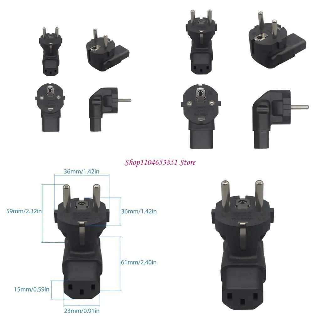 EU4.8 Europe 2Pin Male to IEC C13 Female Travel Power Adapter 2 Prong Connector 