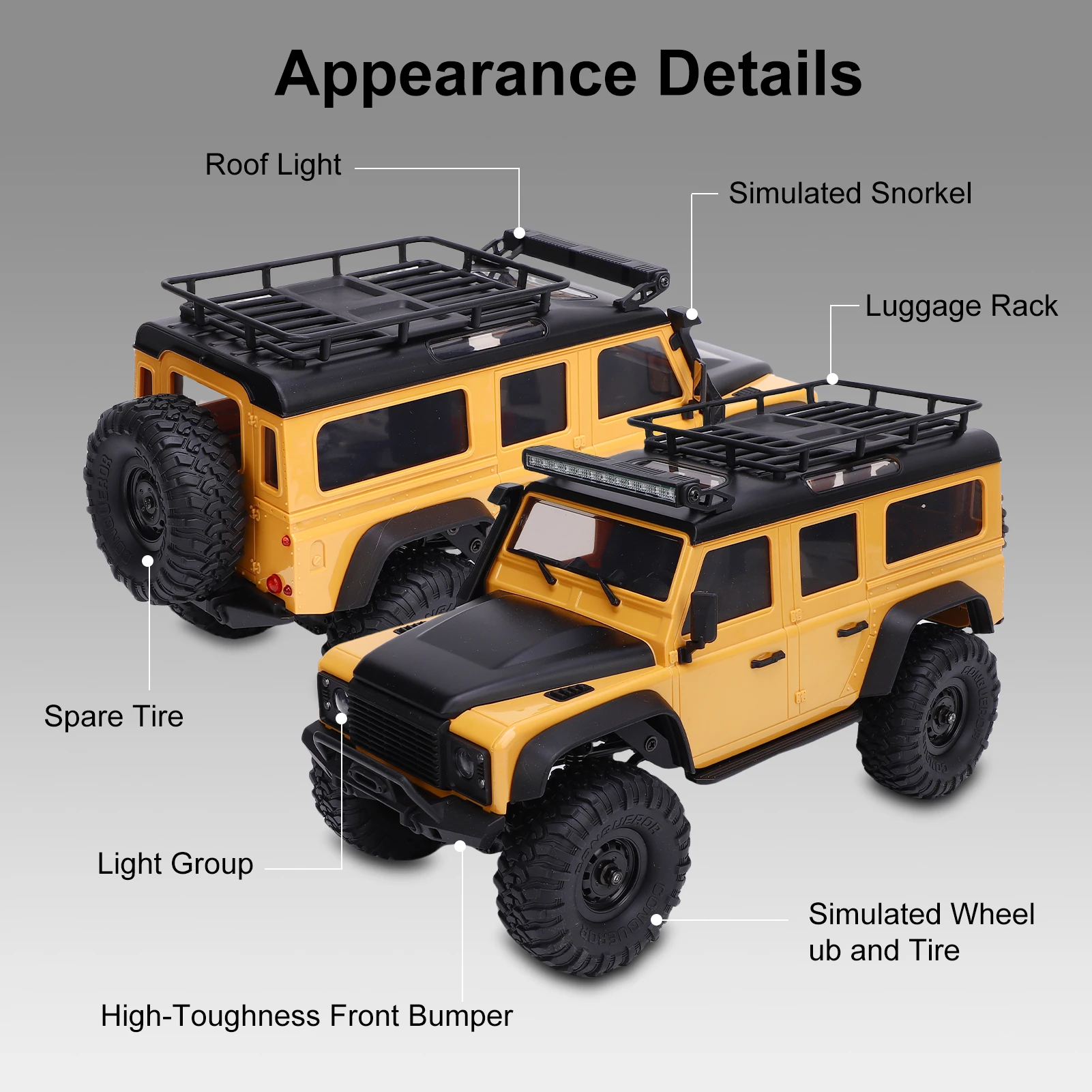 Carro de controle remoto, veículo off-road com tração nas quatro rodas de controle remoto de 2,4 GHz, caminhão de brinquedo elétrico todo-o-terreno, adulto e infantil