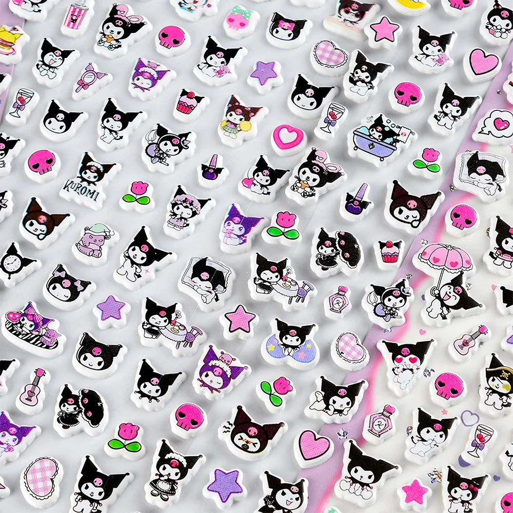 

4PCS Cute Sanrio Anime Kuromi Bubble Stickers Three-dimensional 3D Puffy Decals Scrapbooking Laptop Phone Kawaii Cartoon Sticker