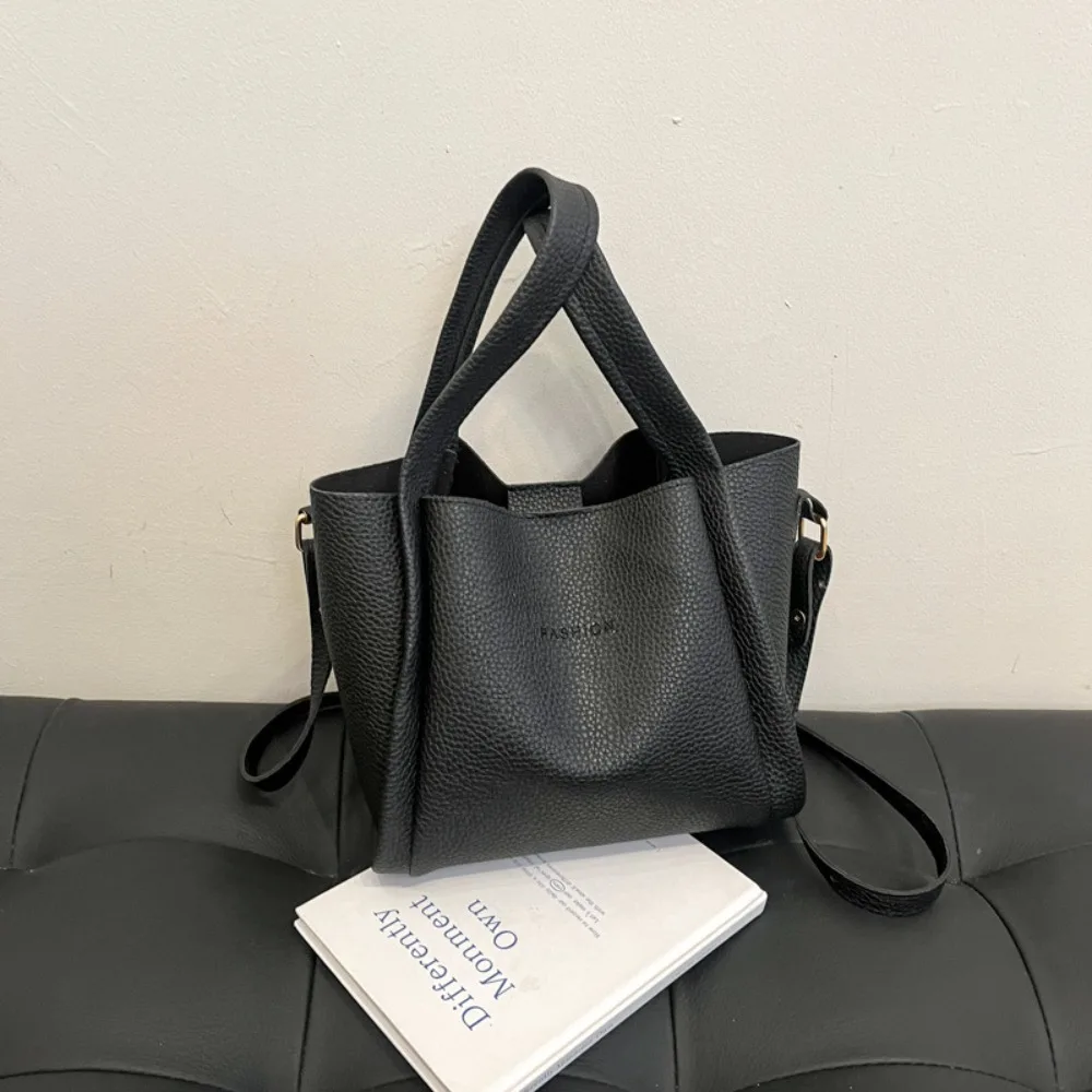 

Однотонные кожаные сумки с ручками сверху, корейский стиль, большая вместительная женская сумка на плечо, модная сумка-мессенджер, женские сумки через плечо