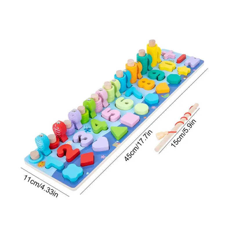 Number Matching Puzzle Magnetic Fishing Toy 5 In 1 Puzzle Board Shape Color Recognition Toy Preschool Learning Toys For Kids