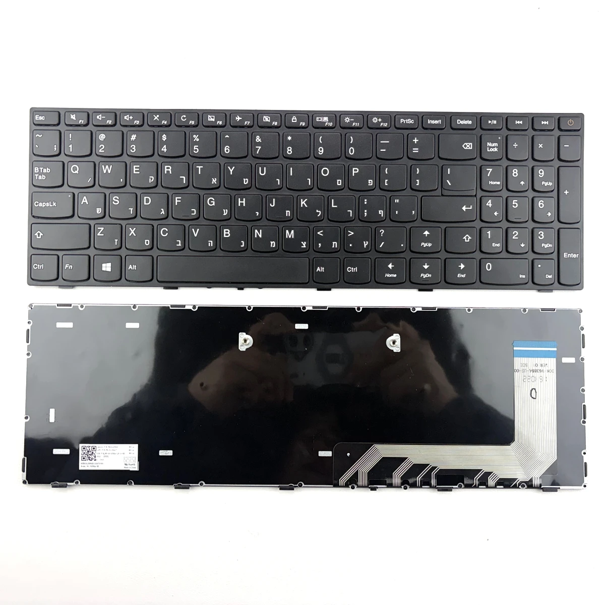 

Hebrew Keyboard for Lenovo IdeaPad 110-15ISK 110-15IKB 110-17ACL 110-17IKB 110-17ISK, V6386A-HB, With Black Frame