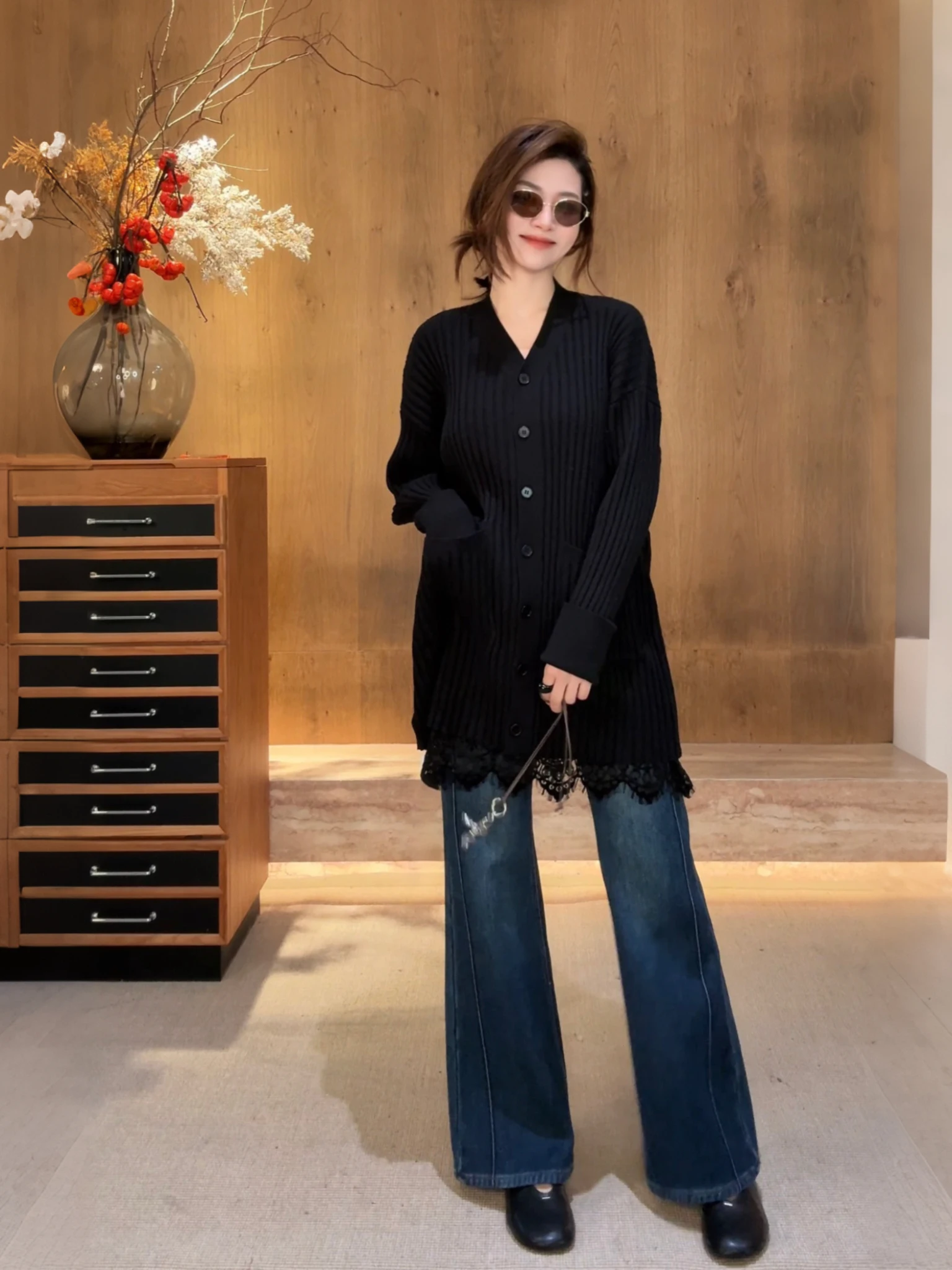 

Early Spring Slimming Flared Fce Lined Jeans High Waist Stand Fit Casual Sle Women's Premium Denim C9448 Double Stitch