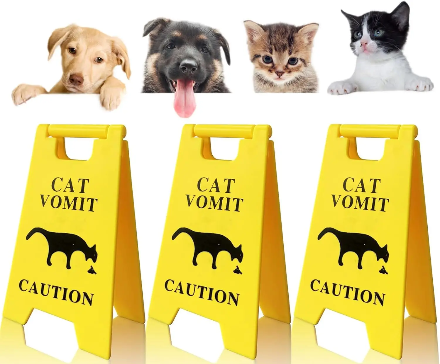 الكلب والقط القيء علامة تحذير القط القيء علامة 5 بوصة القطط القيء علامات التحذير مكتب الزينة مضحك الجدة القطط علامات