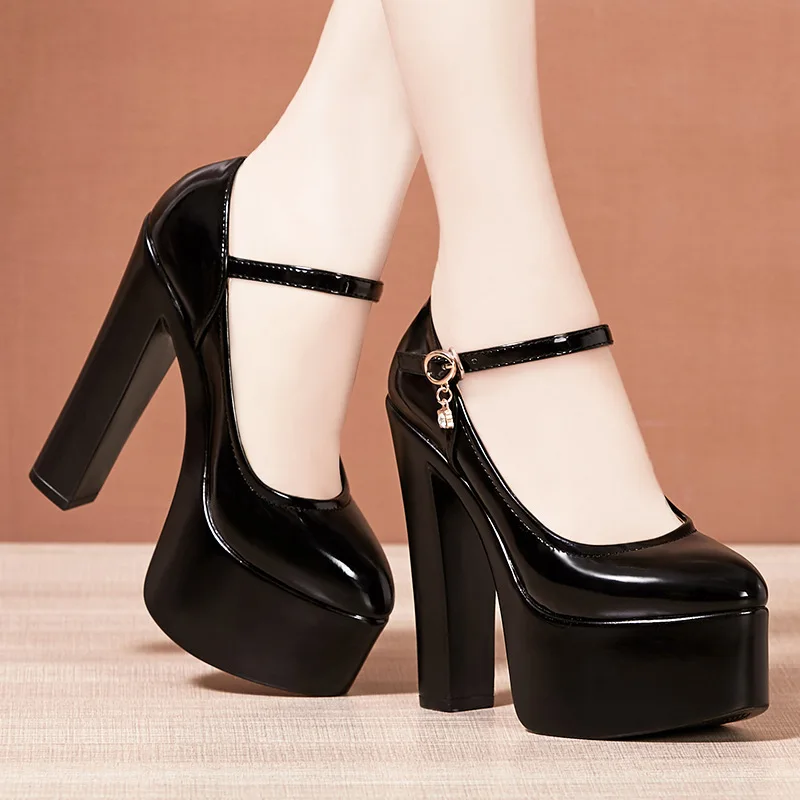 15cm  Sexy Extreme Block High Heels Shoes for Dress Model Party Wedding 2026 Shallow Thick Bottom Platform Pumps