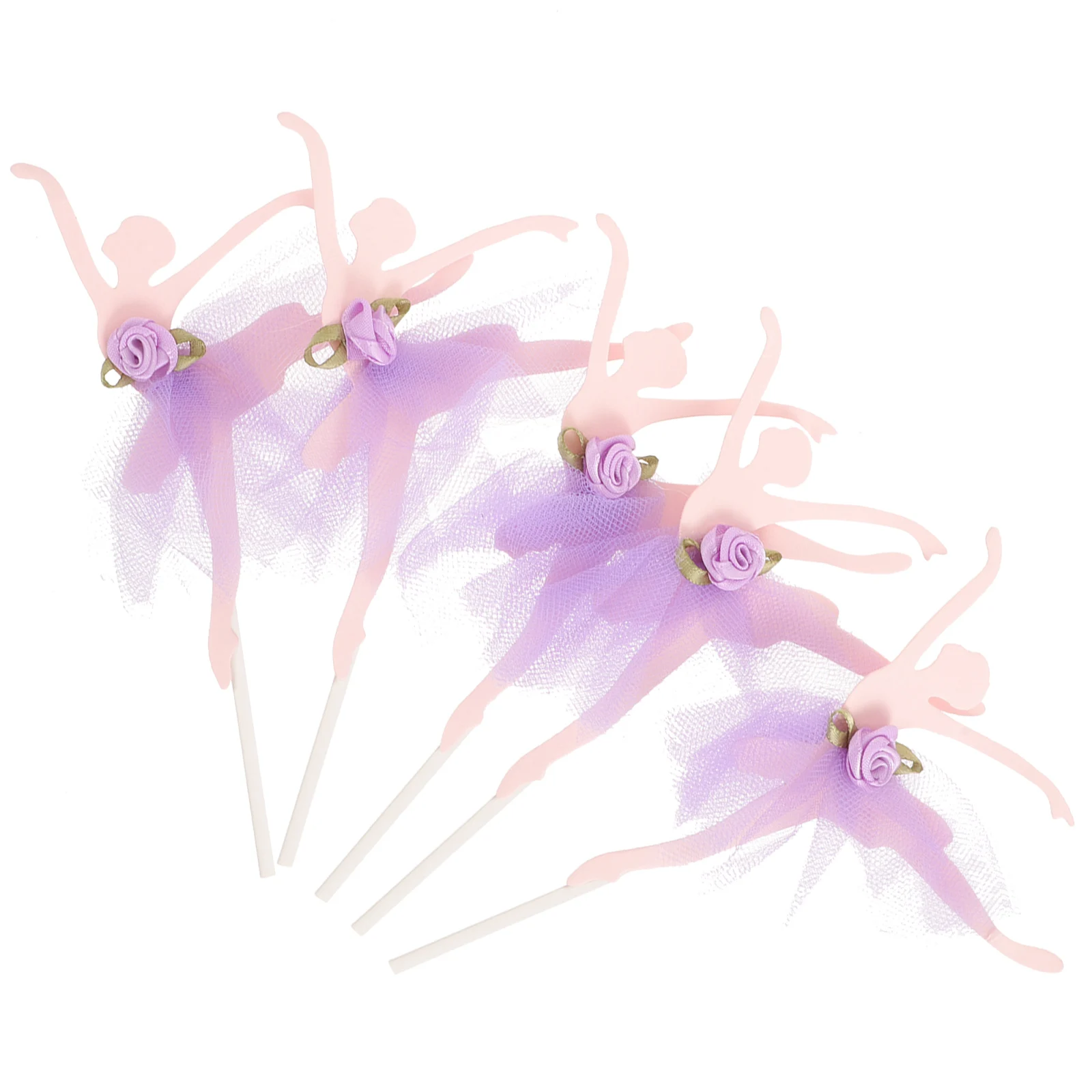 

5pcs Purple Ballerina Girl Shape Cake Accessory Elegant Wedding Birthday Decorations Dancing Girl Cupcake Picks