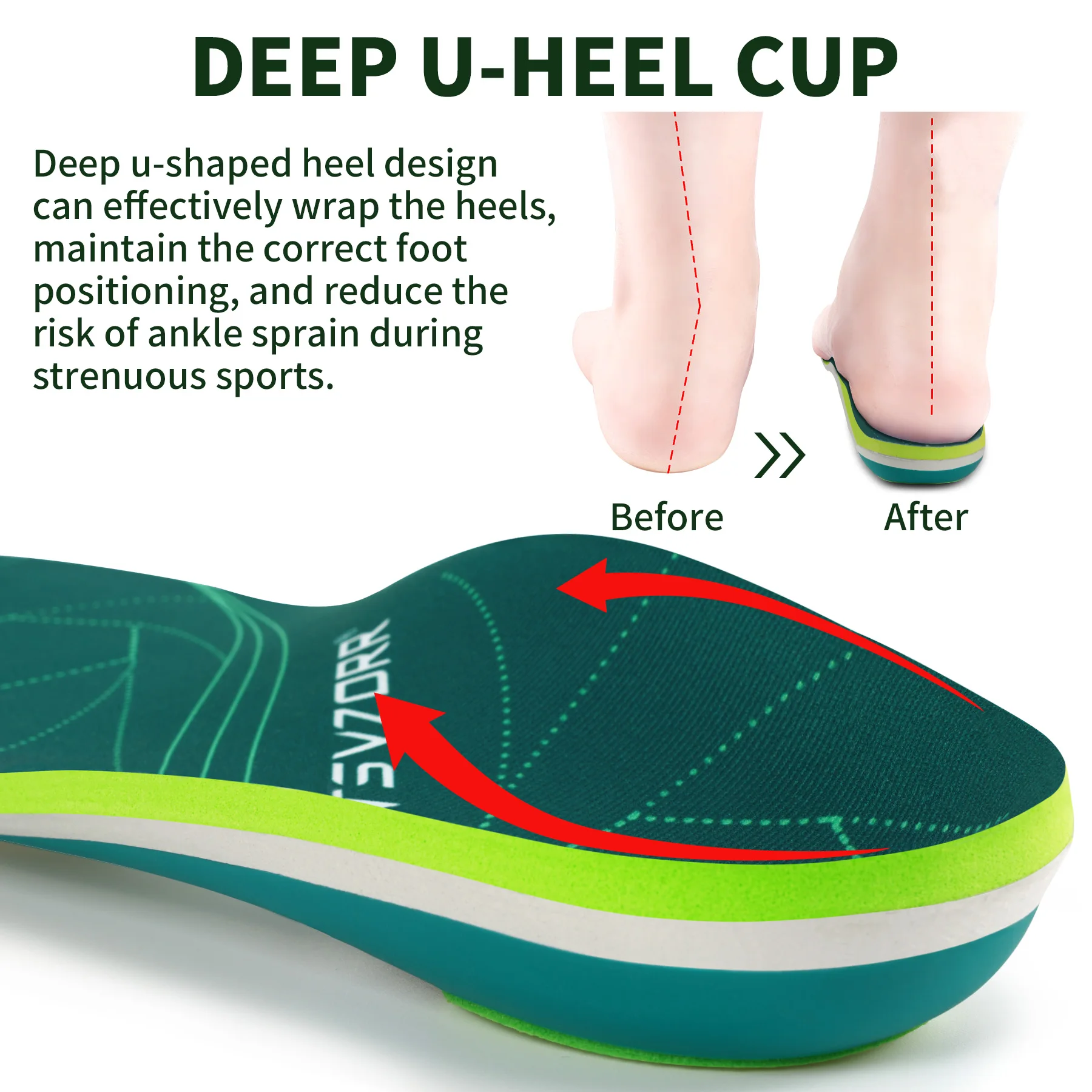 Orthopädische Sport-Einlegesohle für Plantarfasziitis, für Männer und Frauen, Sneaker, Plattfüße, hohe Fußgewölbestütze, orthopädische Einlagen, Plantillas-Einlegesohle – Detail 4