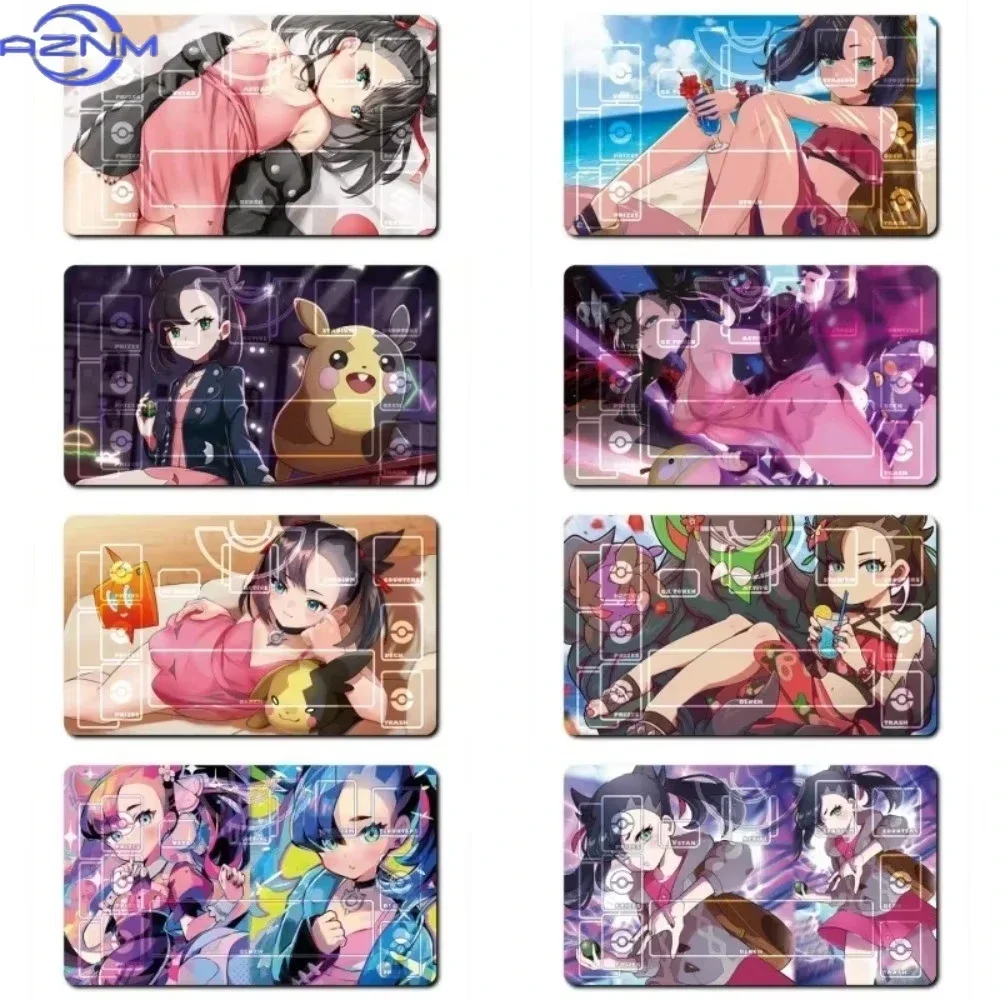 Pokemon Marnie TCG Playmat Multiple Marnie Anime Art With Battle Zones Non Slip Rubber Trading Card Game Mat