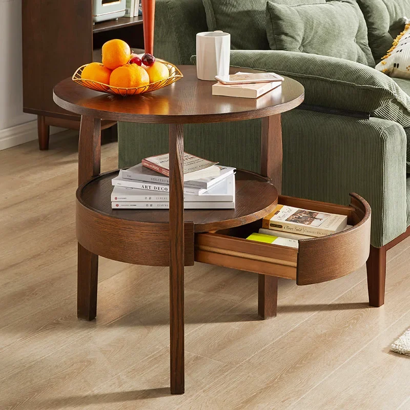 Storage Hardcover Coffee Table Trau Wood Nordic Minimalis Mini Side Table Round Small Mesa Auxiliar Salon Wooden Furniture