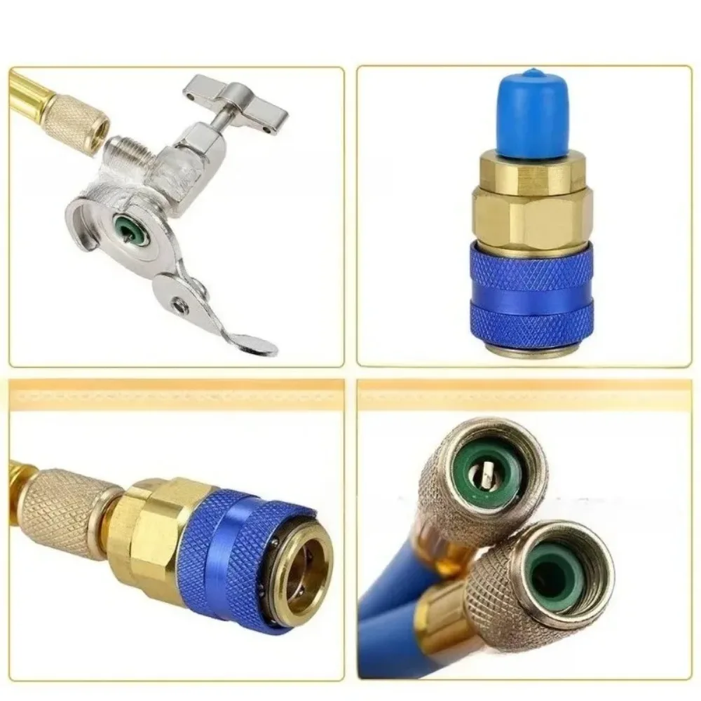 

For Charger Hose Pipe 3000PSI AC Pressure Gauge Air Conditioner Freon Refuel 1/2ACME 1/4SAE Adapter Refrigerant R134a R12 R22
