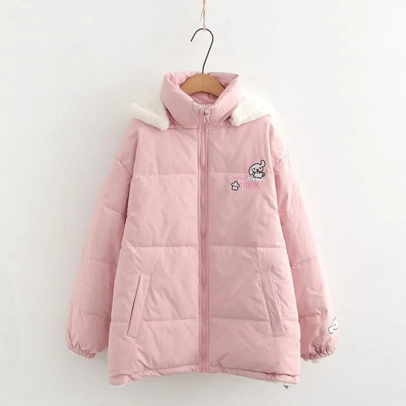 Ropa de algodón empalmada Original serie Cinnamoroll Otoño e Invierno Sanrio dulce corazón femenino ropa de algodón gruesa cálida