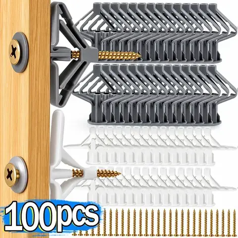200/20PCS Plasterboard Dowels with Fixings Screws Self-Drilling Expansion Screw Tube Drywall Anchor Fastener Kits Hardware Tools