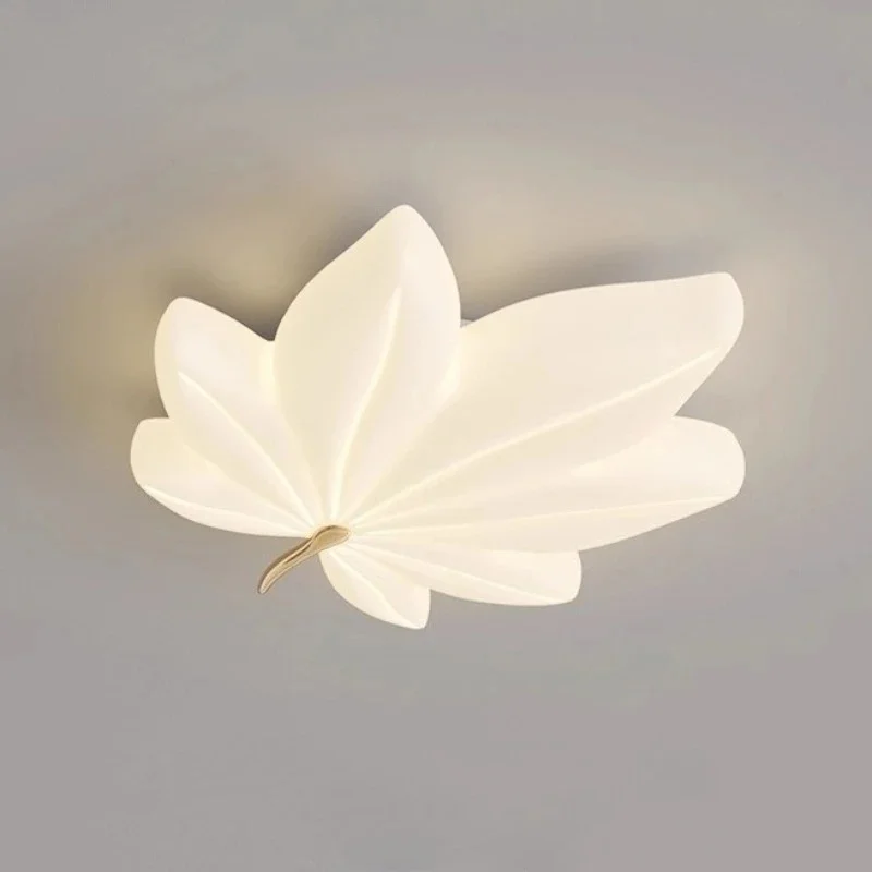 Leaf Shape LED Ceiling Light Maple Flush Mount Ceiling Lamp Modern Dimmable Lighting Fixture for Bedroom Living Room Home