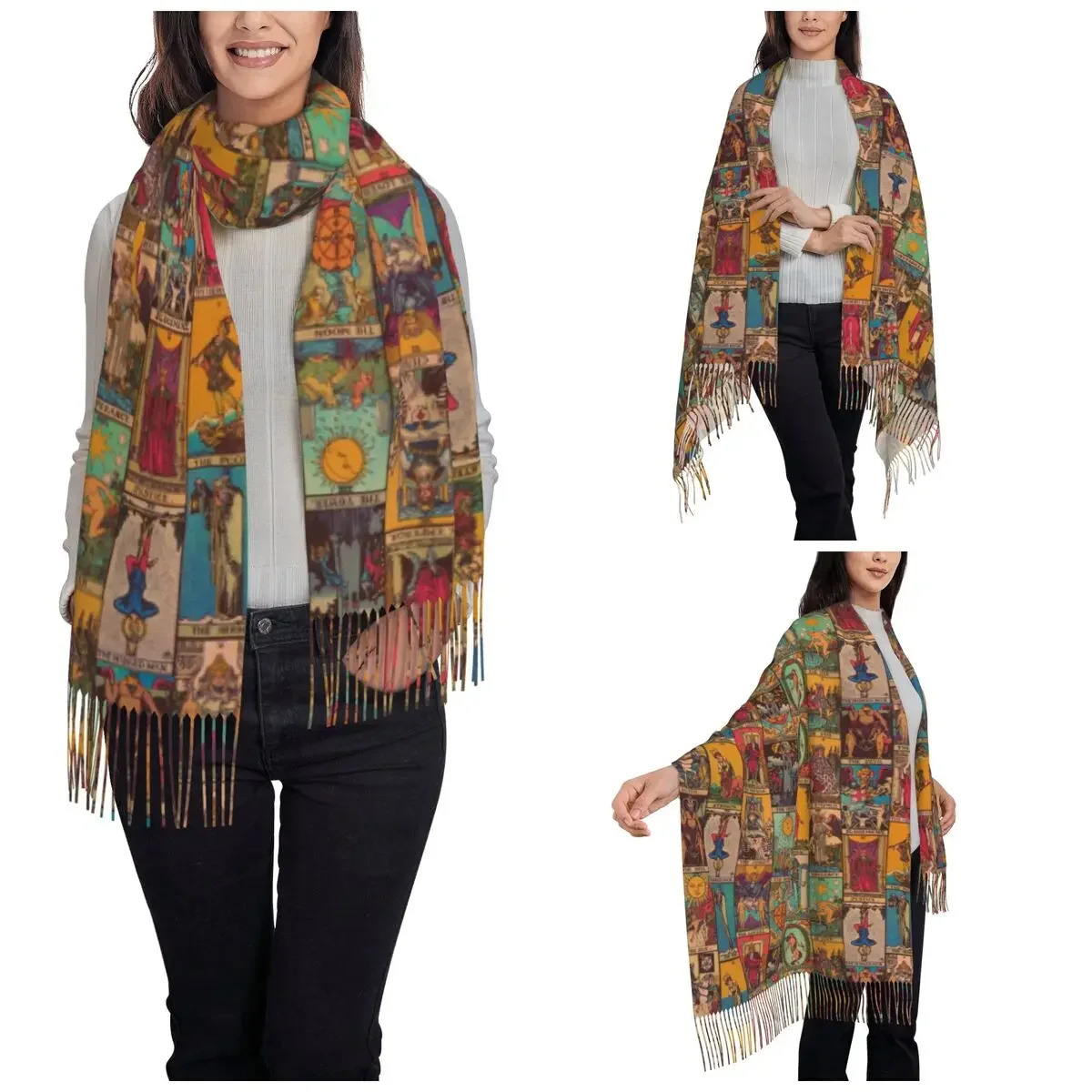 The Major Arcana Of Tarot Vintage Patchwork Shawl Wrap Womens Winter Long Soft Scarf Pashminas Shawl Scarves