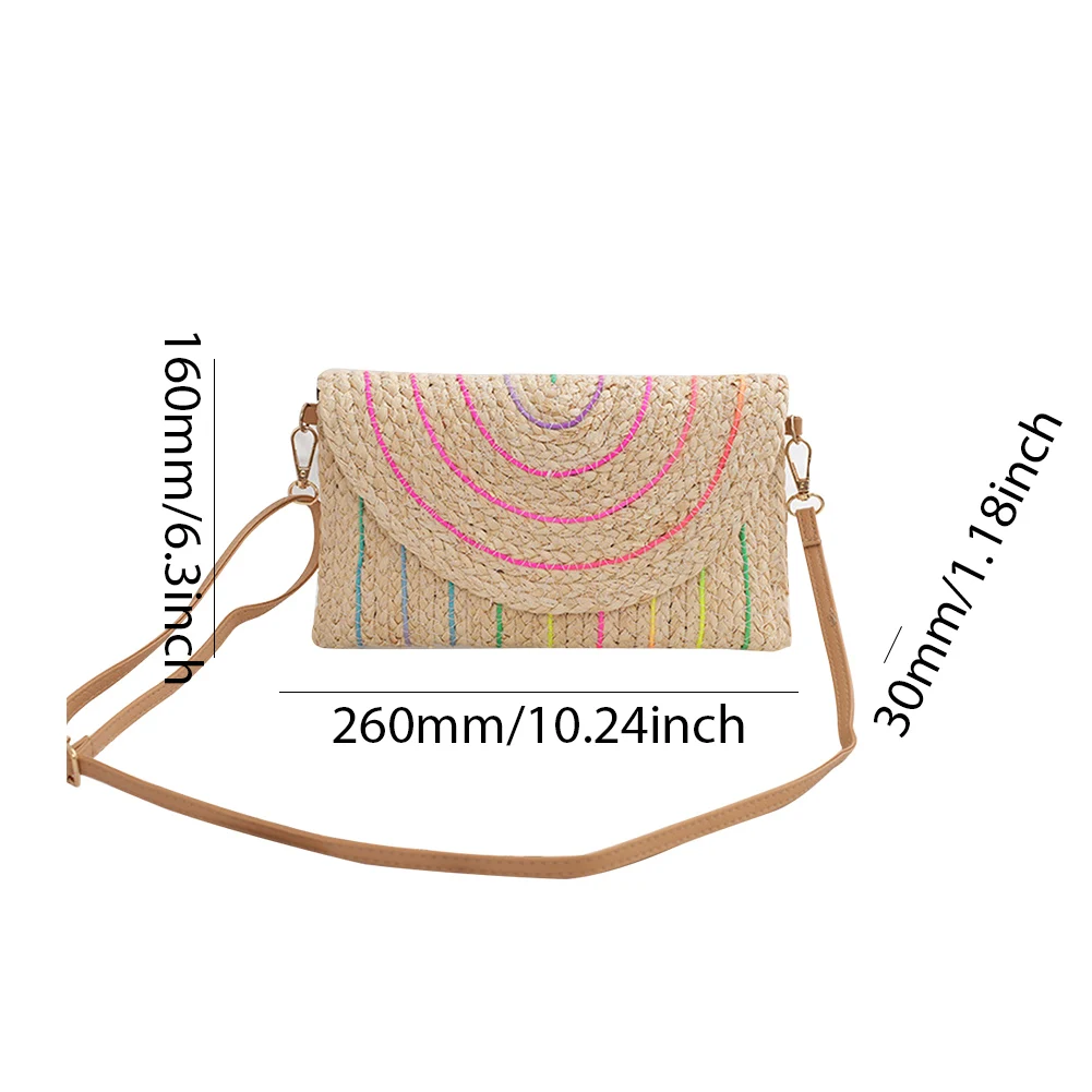 Летний пляжный кошелек-конверт, соломенная сумка для женщин, плетеная сумка из рафии для отдыха, дорожная сумка, сумка через плечо с клапаном