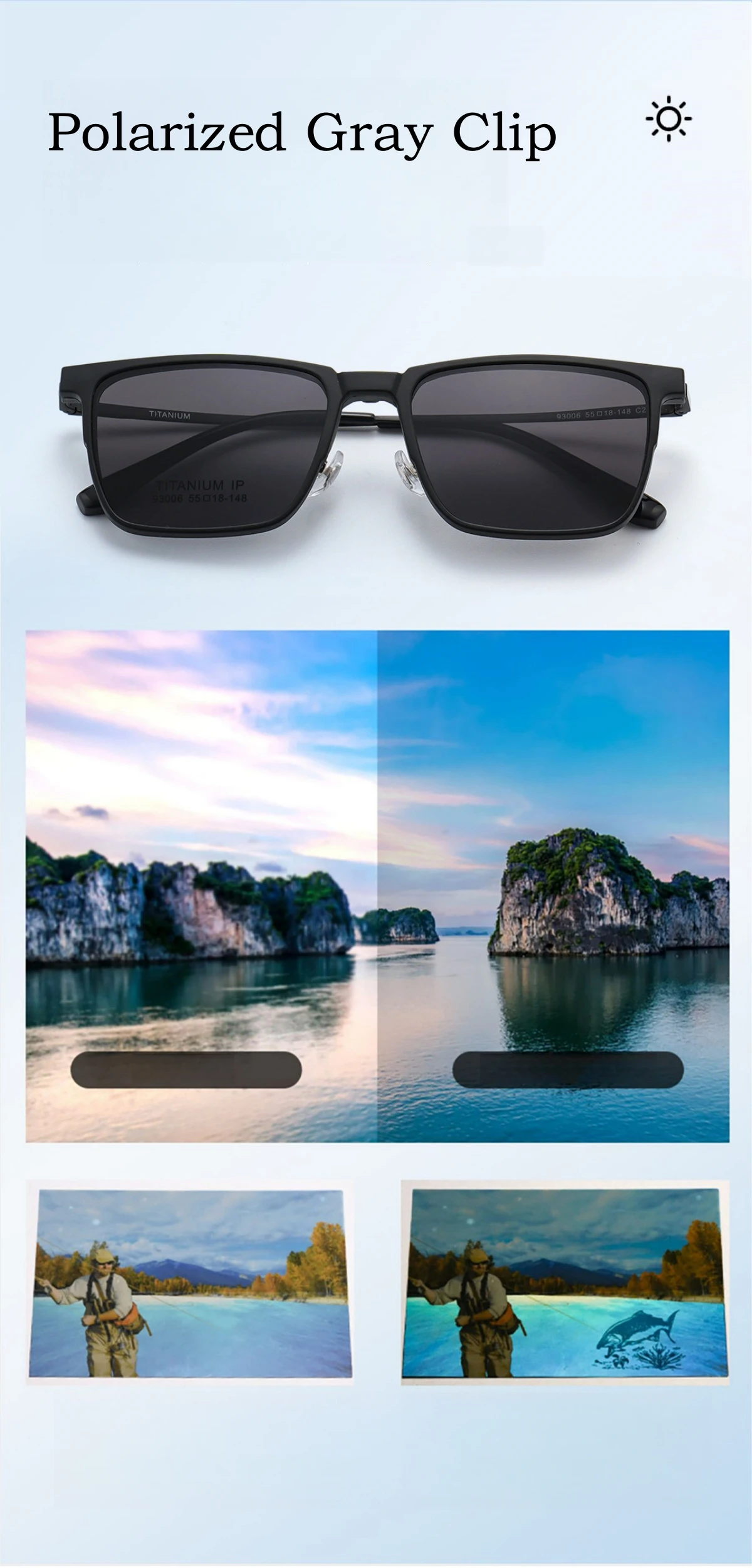 YIMARUILI Ultraleichte polarisierte magnetische Clip-On-Brille für Männer und Frauen, TR90, optische Brillengestelle aus reinem Titan – Detail 4