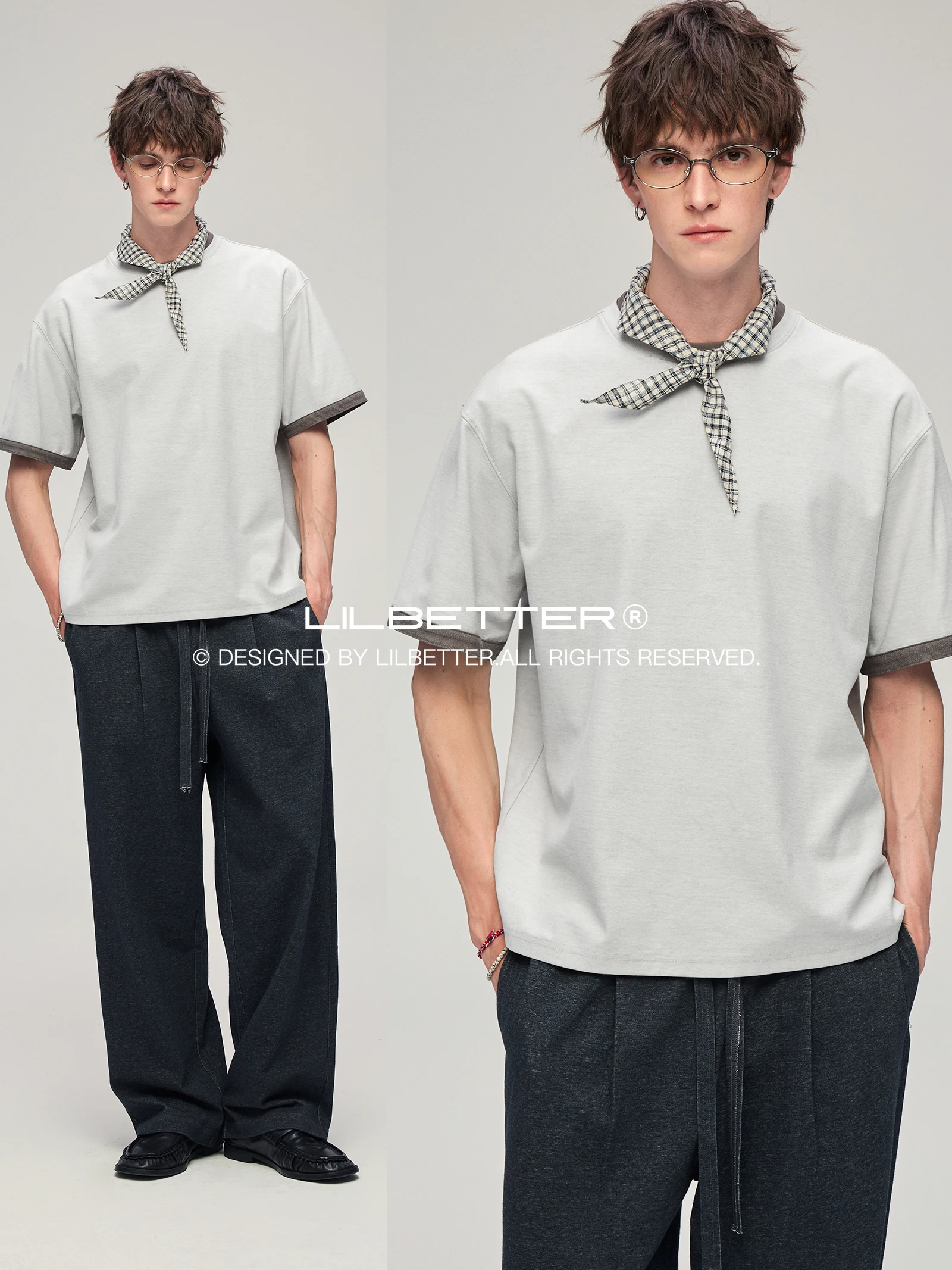 Lilbetter Double Color Short Sleeve T-Shirt Textured Loose Fit Casual Snowflake Cotton Half Sleeve Turn up Cuff Spring Fashion