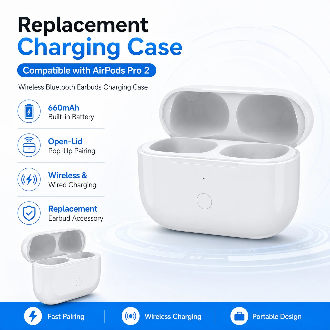 Wireless Earbuds Charging Box Replacement for Airpods pro 3 TWS Earbuds Charging Case LED Indicator 450mAh Battery