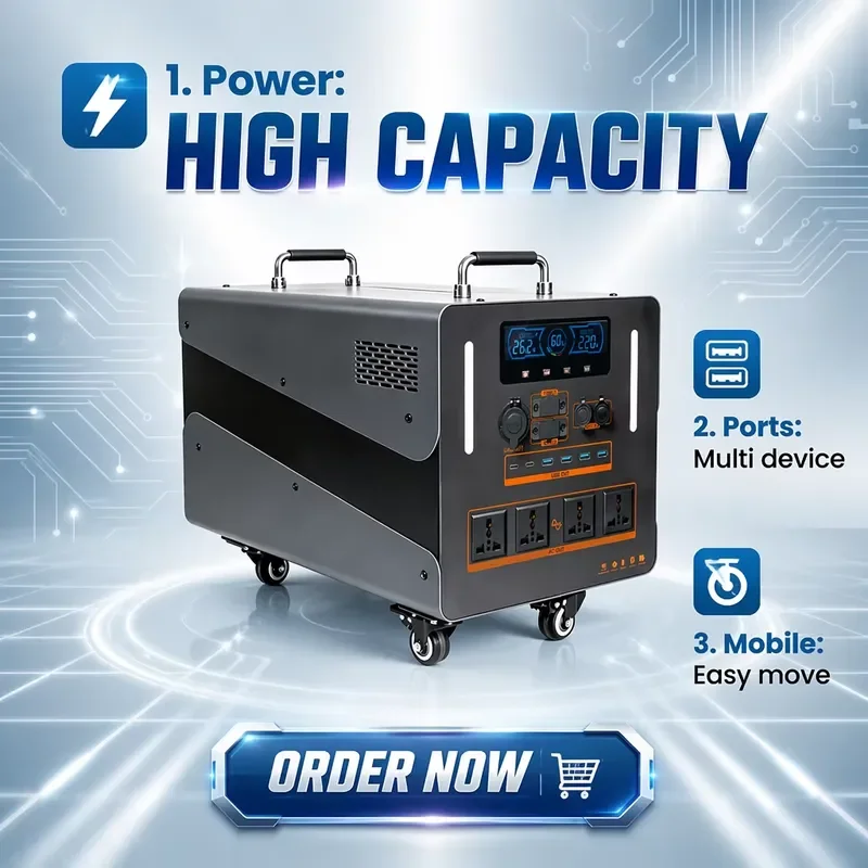 Portable Power Station 3000Wh 2500W Outdoor Emergency Backup Battery Generator for Camping Home Travel AC Solar Charging