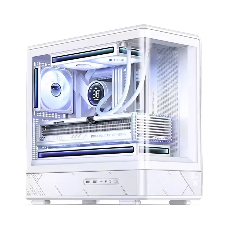 JONSBO D200 Chassis Sea View Room Curved Glass MATX Chassis 240 Water cooling Type-C Game Console Computer Chassis
