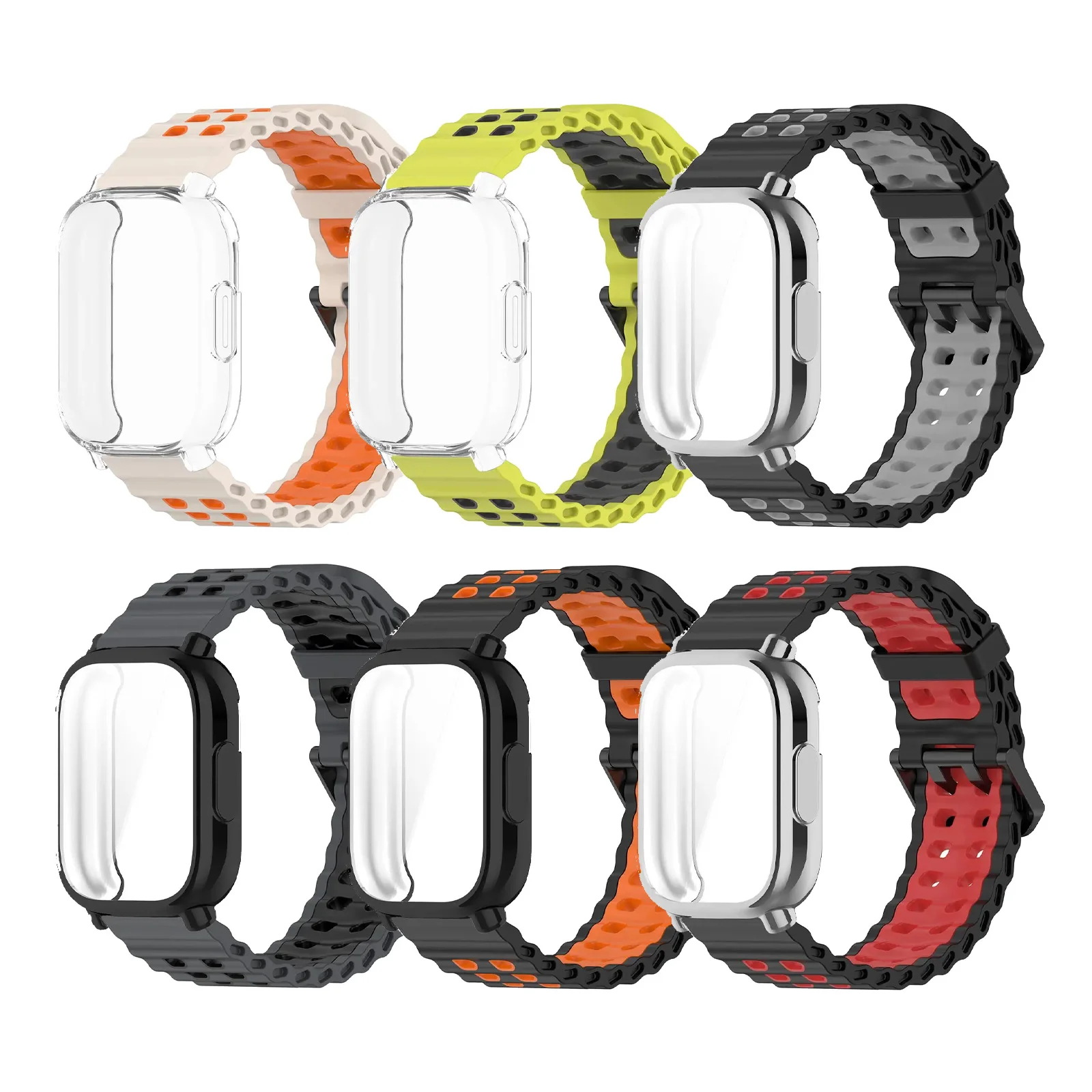 Silikon-Sportarmband-PC-Gehäuse für Redmi Watch 3 5 Active Lite Band TPU Soft Case Displayschutzfolie für Redmi Watch Band Correa