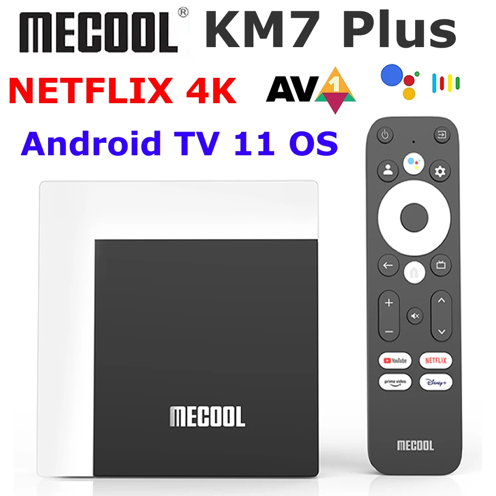 

ТВ-приставка Mecool KM7 Plus, ТВ-приставка с сертификатом Google, Android TV 11, Netflix, 4K, Amlogic S905Y4 AV1