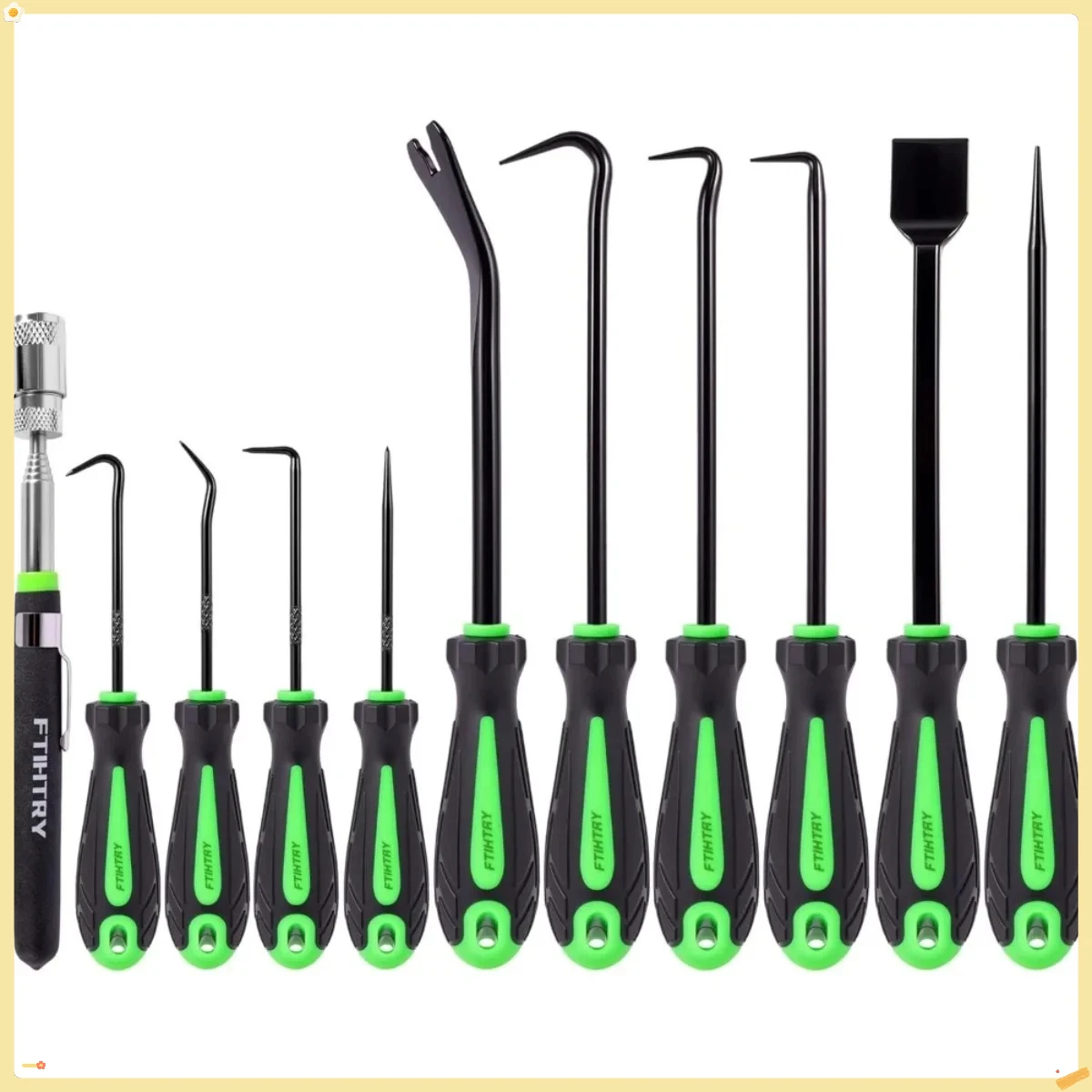 

12 Piece Pick and Hook Tools Set, Auto Oil Seal O Ring Gasket Removal Puller, Anti-slip rubber handle,Silver