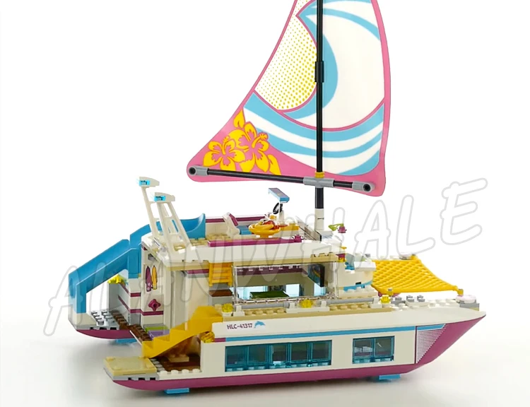 614 Stück Friends Sunshine Catamaran Yacht Sea Ship Boat 10760 Modellbausteine Spielzeug für kleine Mädchen, kompatibel mit