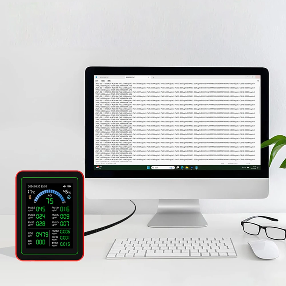 18 in 1 전문가용 공기질 측정기 6AQI HCHO PM2.5 PM10 CO2 휴대용 공기질 테스트기 가정 호텔 사무실 차량용