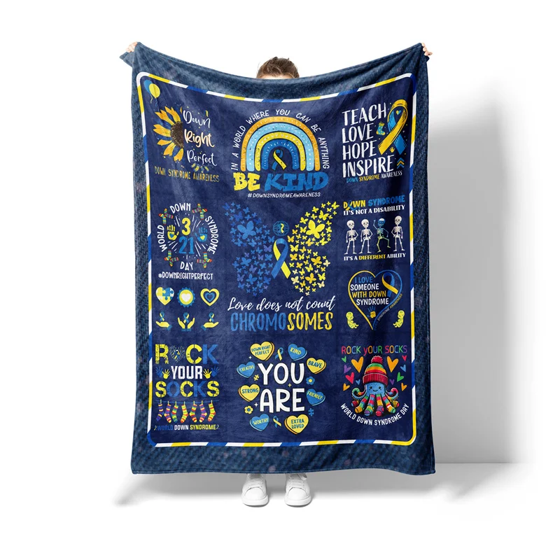 Aertemisi Down Syndrome Awareness Trisomy 21 Support Pet Blanket for Small Medium Large Dog Cat Puppy Kitten Couch Sofa