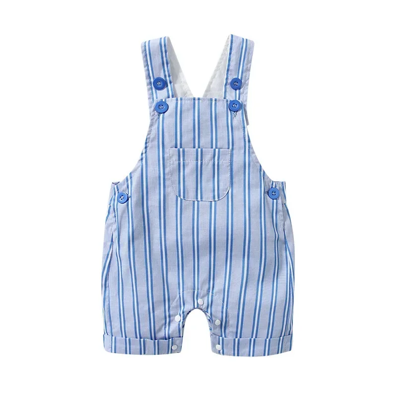 Baby Clothes Boy Cute Striped PP Shorts Jumpsuit with White Romper Hat  Infant Toddler 1 Year    for Birthday