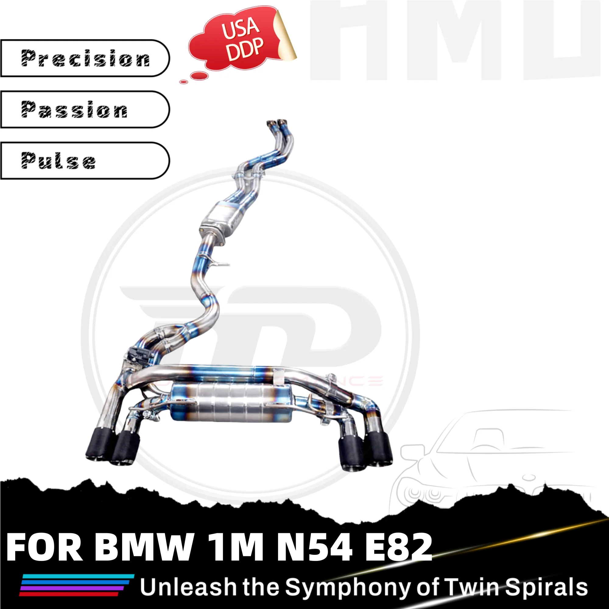 

HMD Catback Exhaust System for BMW E82 1M N54 Engine, Electronic Valved Exhaust with Custom Tips, TC4
