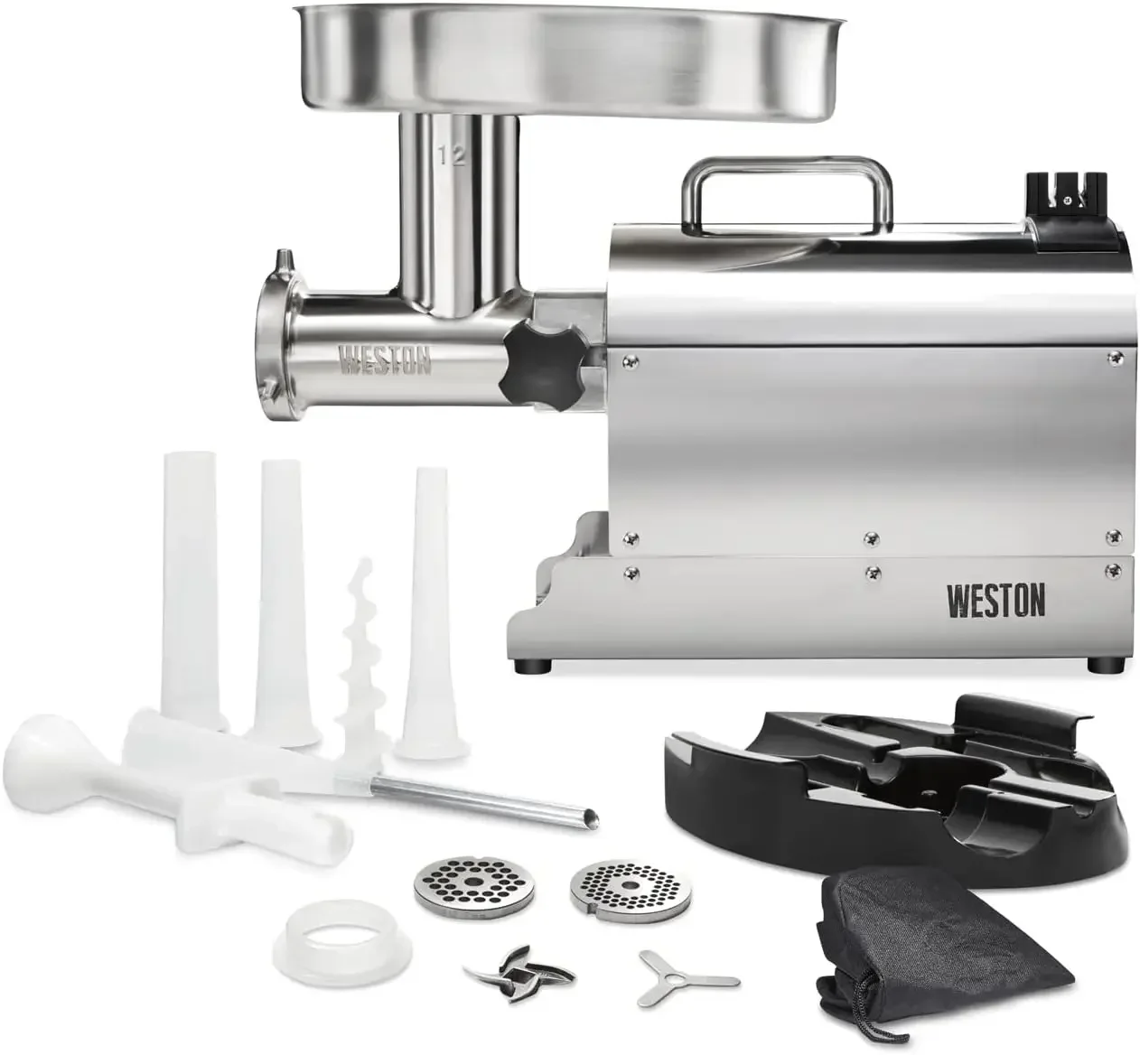 Pro Series Electric Meat Grinder, Commercial Grade, 750 Watts, 1 HP, 9lbs. Per Minute, Stainless Steel (10-1201-W)