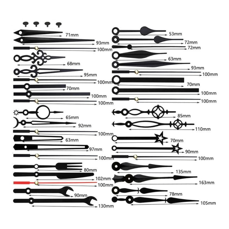 DIY Clock Hands 10/12/14/15/18set for DIY Clock Making Simple Installation Versatile Use Clock Repair or Customization