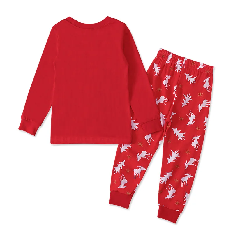 Elk Elf Print Christmas Pajamas Kids Long Sleeve Red Top Pants 2 Pieces Autumn Winter Children's Sleepwear Clothing Sets