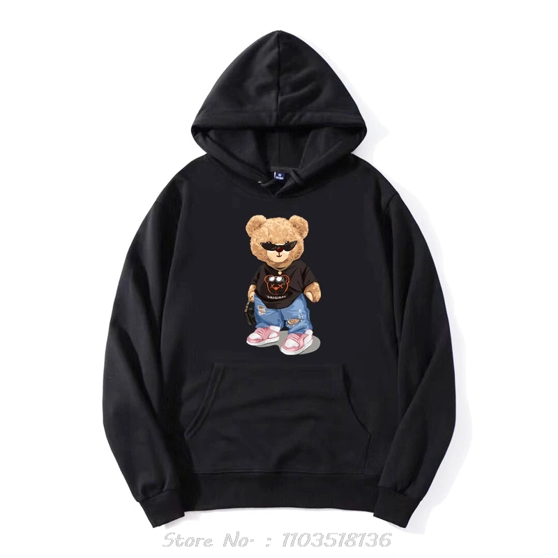 Teddy Bear Goes Out Be Confidence Be Positive Jacket Zip Up Hoodie Funny Cotton Hoody Novelty Men Clothing Oversized Sweatshirt